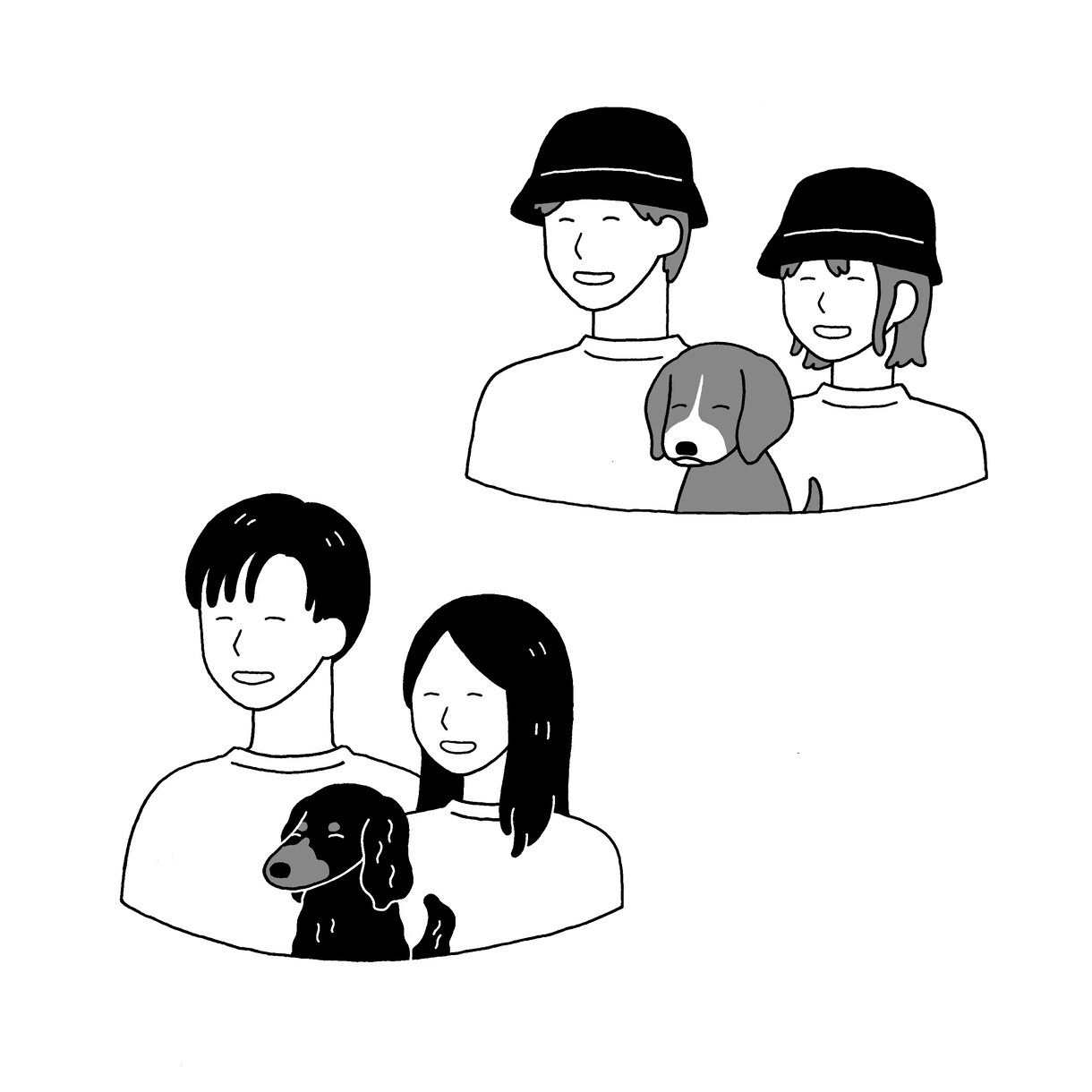 にっこり似顔絵描きます 笑顔が印象良くシンプルで使いやすい、モノクロ似顔絵です イメージ2