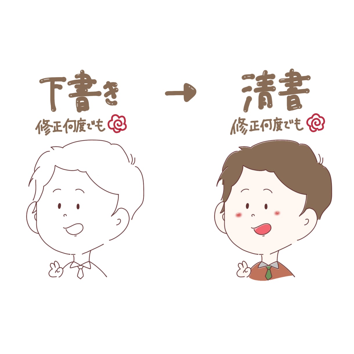 ゆるくてかわいい似顔絵 • イラスト描きます 丁寧に精一杯がんばります( •̀ᴗ•́ )و！ イメージ3