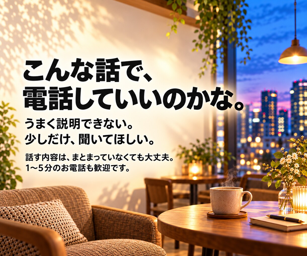 聞き役を頑張るあなたのお話をゆっくり伺います いつもは聞き役。今夜は、あなたが主役。 イメージ2