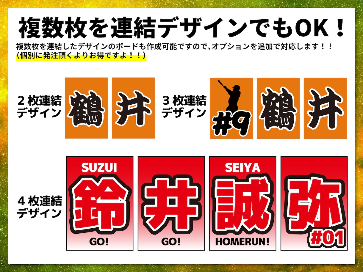 プロ野球開幕！スポーツ応援ボードのデータ作成します コンビニでプリント可能！PDF形式で納品します！ イメージ2