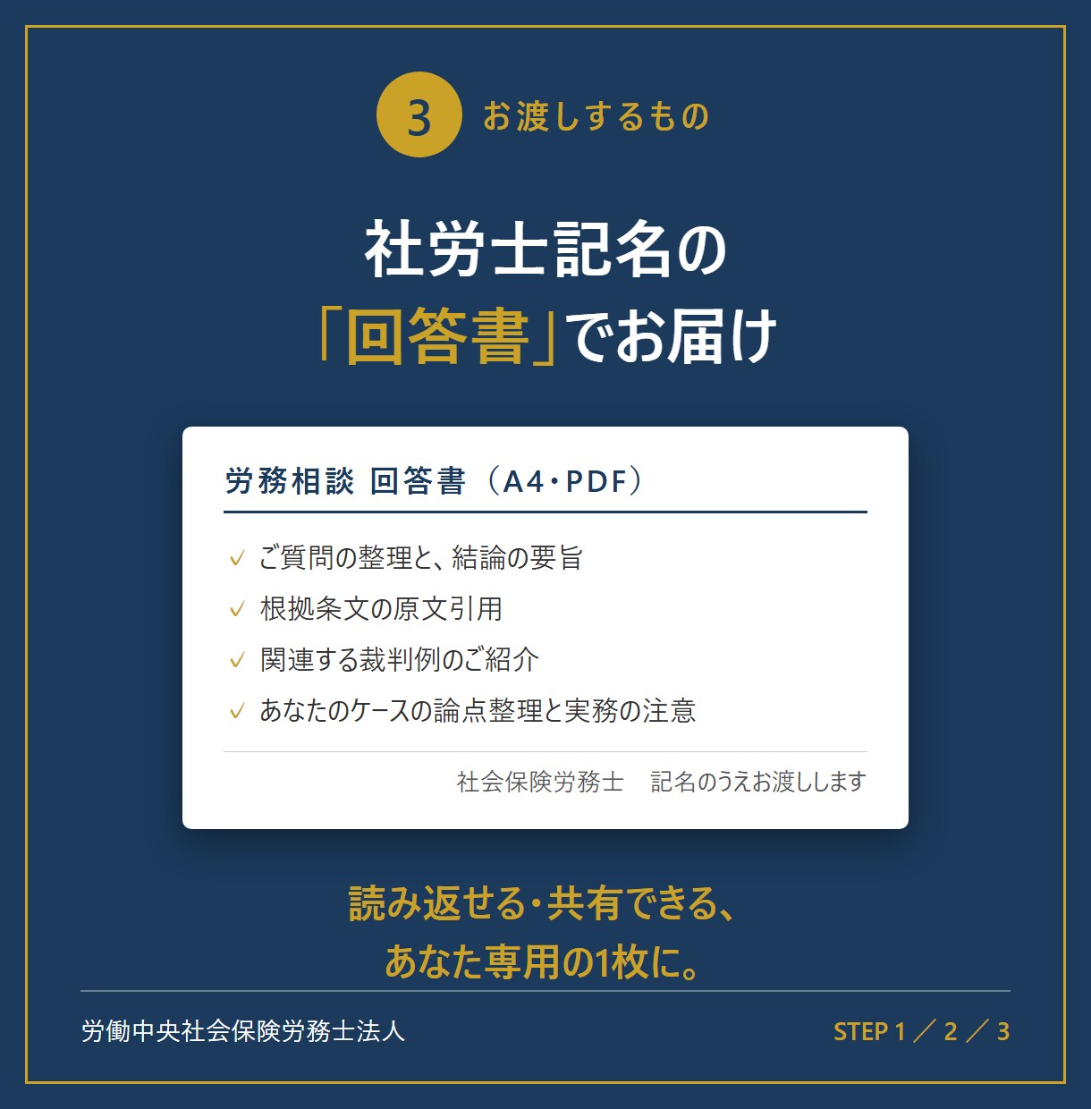 労務のお悩みへ条文・判例の根拠つき回答書を作ります ネット検索で終わらせない。条文原文＋判例で根拠を示します イメージ4