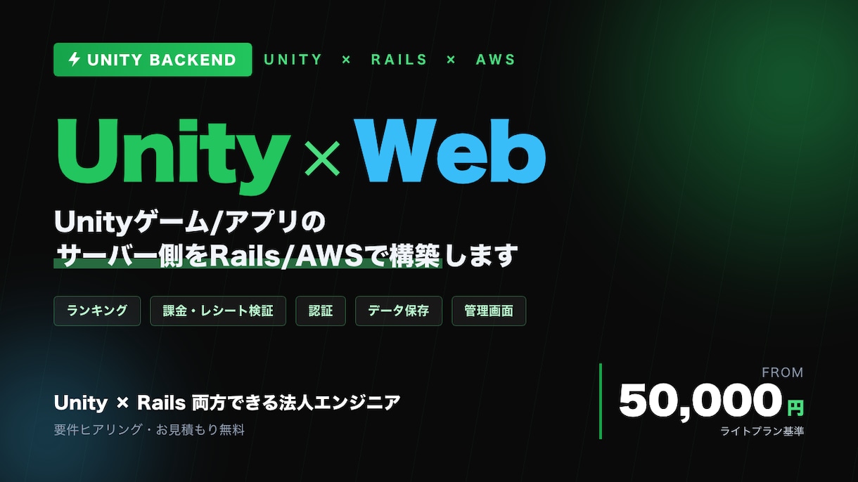 Unityアプリのサーバー側を構築します ランキング・課金・認証などサーバー側まるごと イメージ1