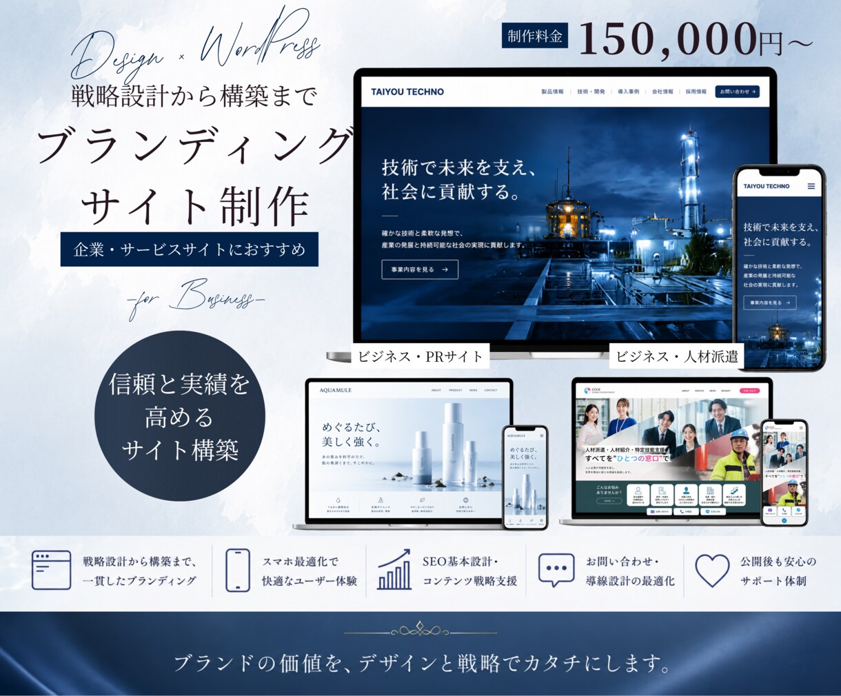 戦略設計からブランディングサイトを制作します 企業サイト・採用サイト対応｜WordPress構築込み イメージ1