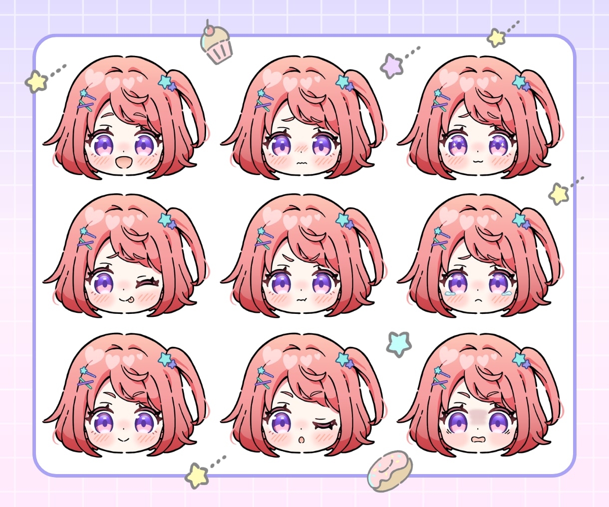 かわいいミニキャラのお顔イラストを制作します SNSアイコン・グッズなどに♪お顔メインのミニキャライラスト イメージ9