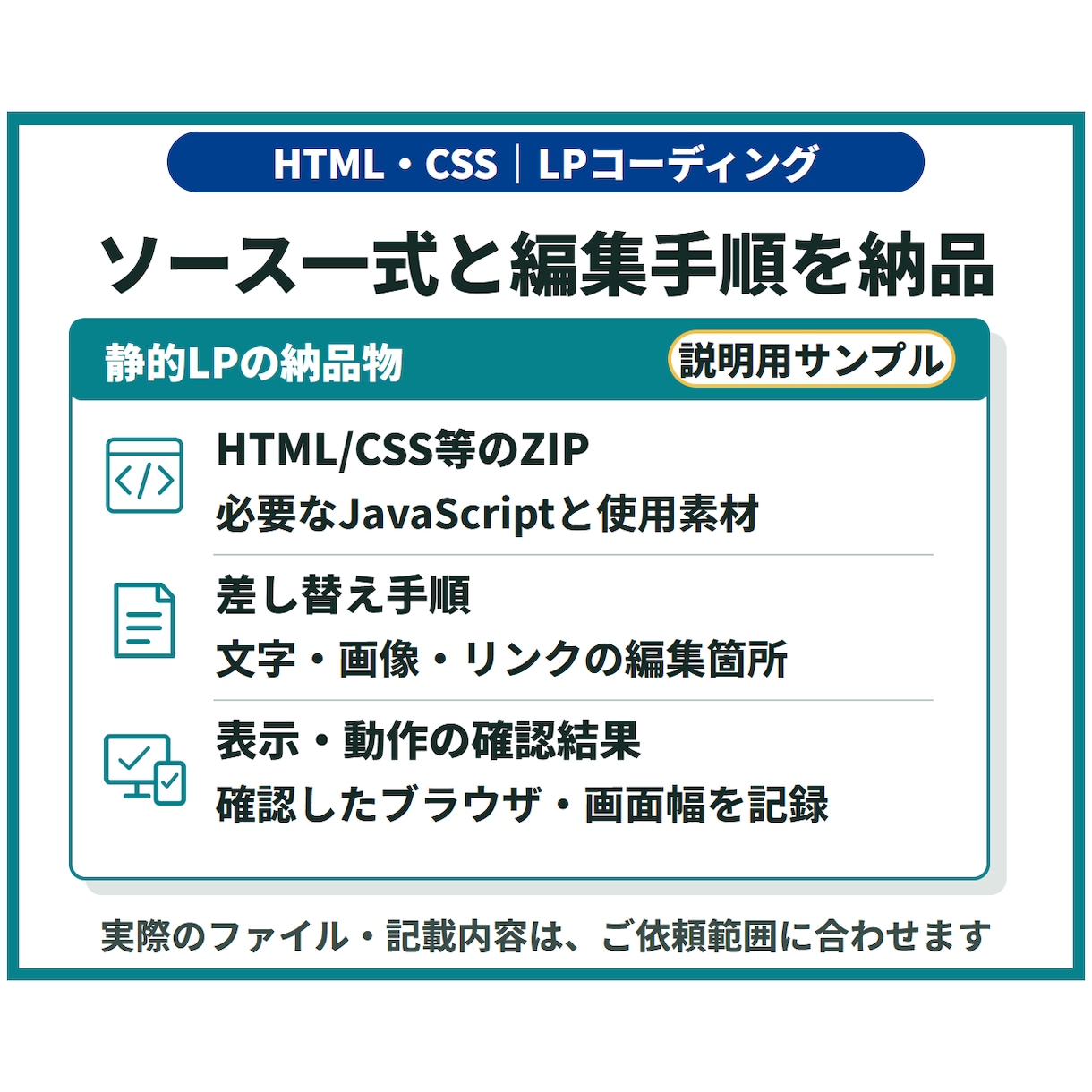 デザイン支給のLPをレスポンシブ実装します HTML・CSSでスマホ対応、ソースと修正手順を納品 イメージ4