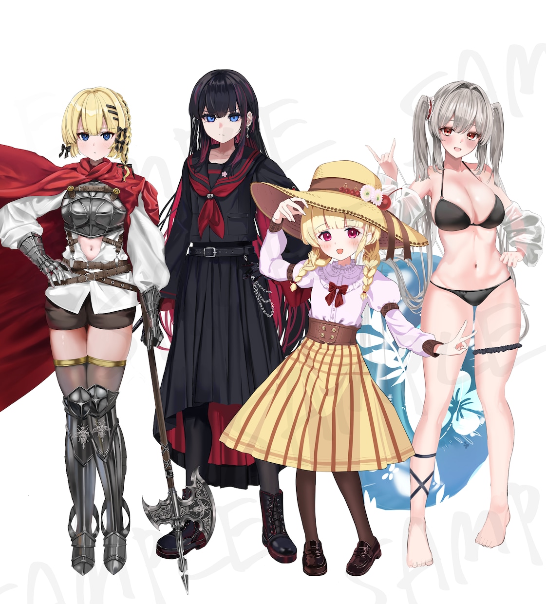 女の子のキャラクター立ち絵を制作します 顔アイコン-全身/デザイン/1+3種の表情差分込/お急ぎ可 イメージ1