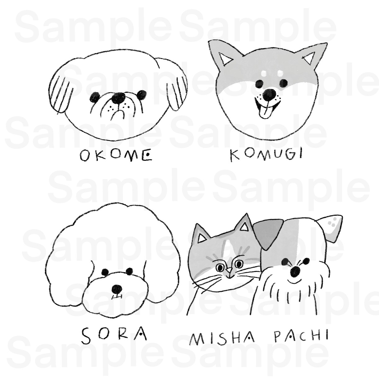 ペットのアイコン（線画）描きます #シンプルなゆるかわイラスト　#線画イラスト イメージ1