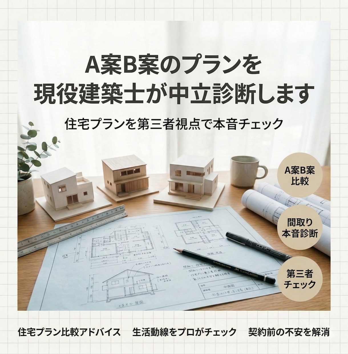 現役建築士がA案B案のプランを中立診断します 住宅会社の提案を建築士が客観チェック イメージ1