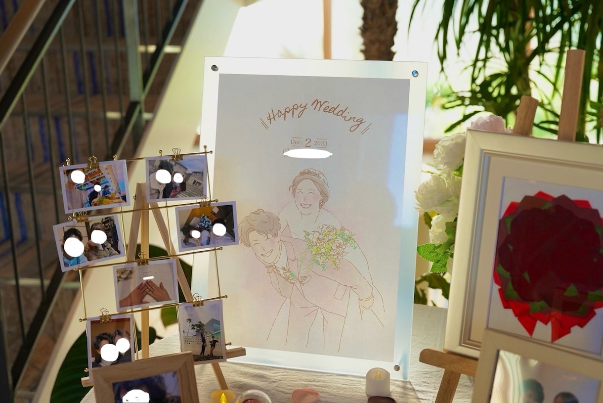 シンプルな似顔絵入りウェルカムボード作成します シンプルなデザインの似顔絵でどんな結婚式にもぴったりです︎✿ イメージ7