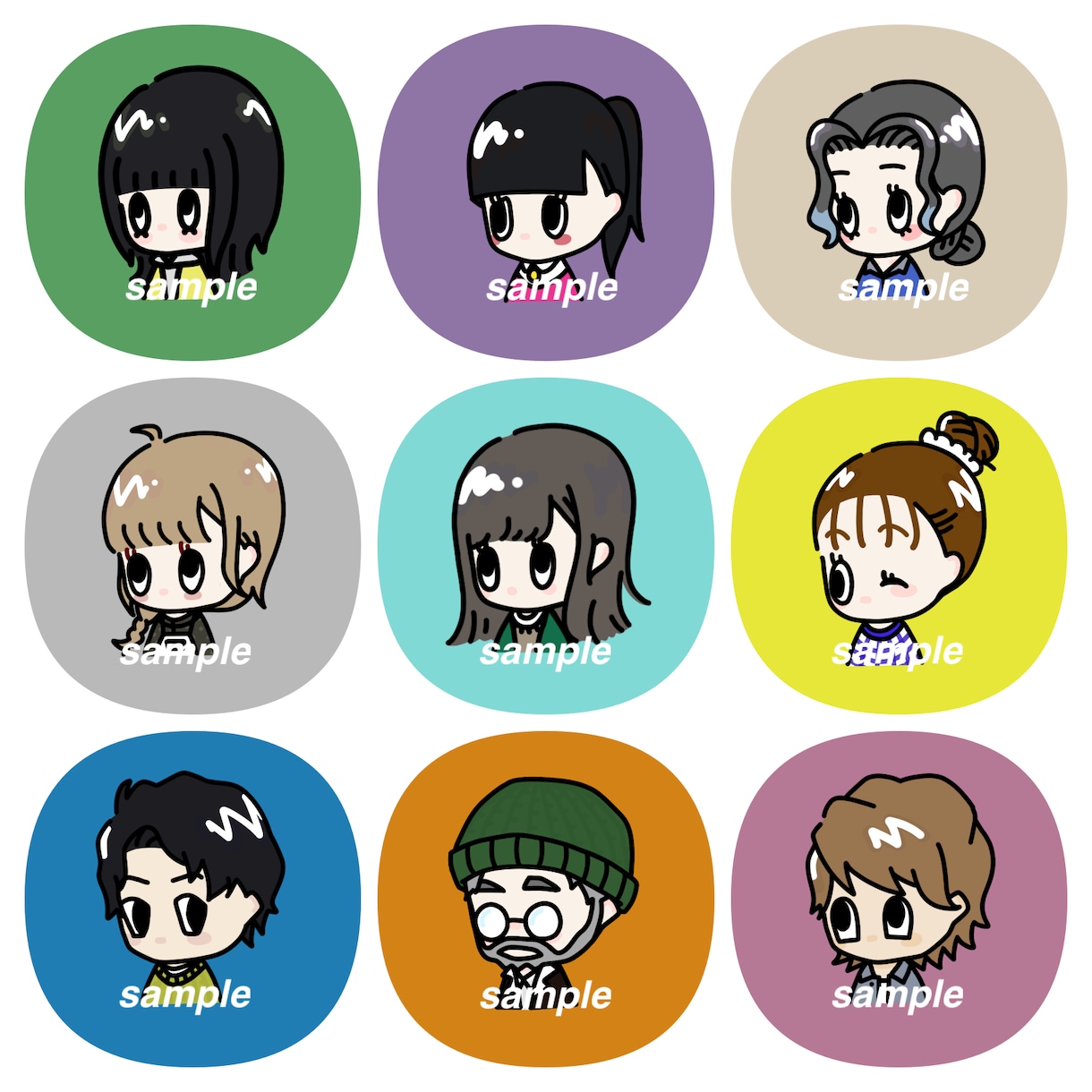 アイコンにお勧めのかわいいイラスト描きます SNSアイコンに使える特徴的でかわいい似顔絵を描きます！ イメージ2