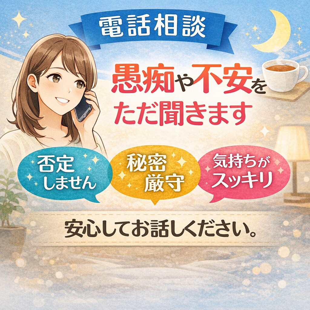 否定しません｜愚痴・不安・弱音をただ聞きます アドバイス不要OK｜今の気持ちを、そのまま話してください イメージ1