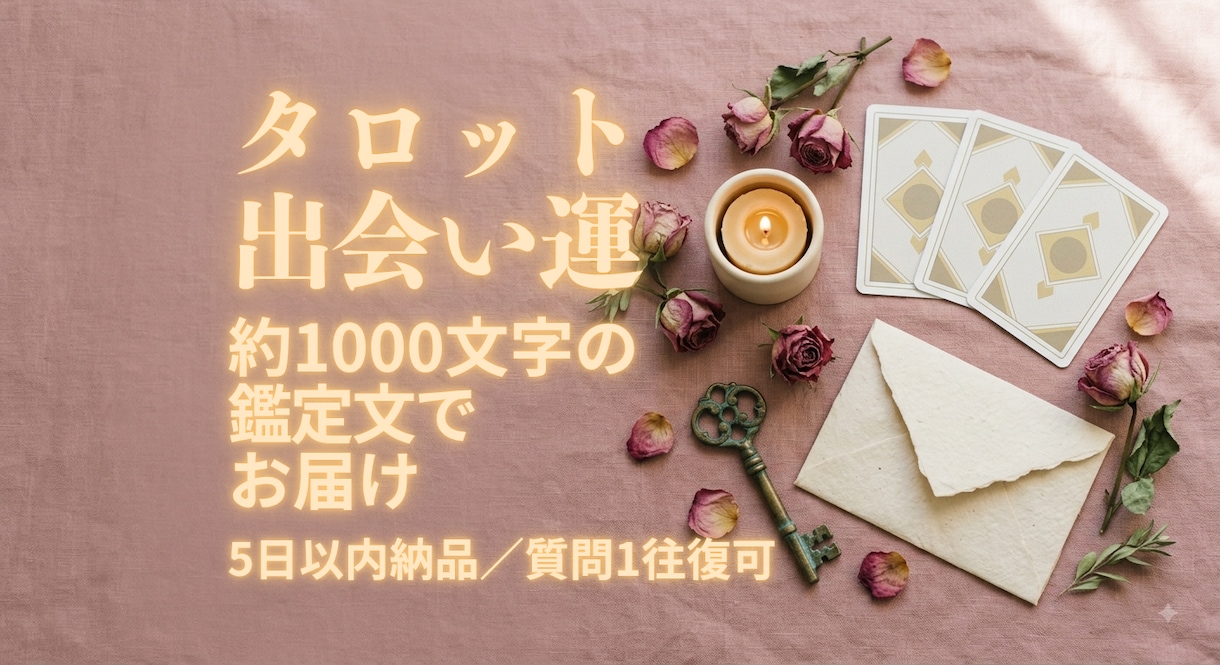 タロットで次の出会いの時期を読みます どんな人と、いつ頃か。1000字の鑑定文で イメージ1
