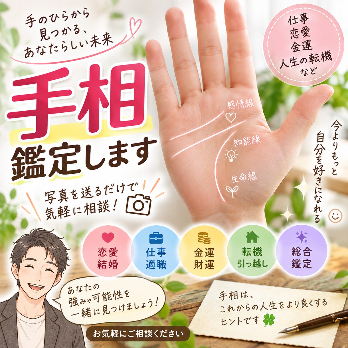 写真でわかる！やさしい手相鑑定します 手のひらから、あなたの強みと未来をやさしく読み解きます イメージ1