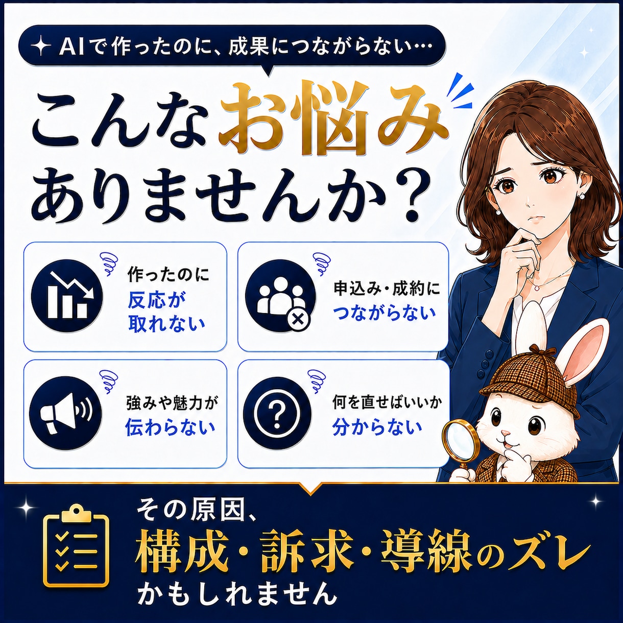 AIポン出し画像・LPの改善点を診断します AIで生成した画像が成果にならない・診断形式で見える化します イメージ2