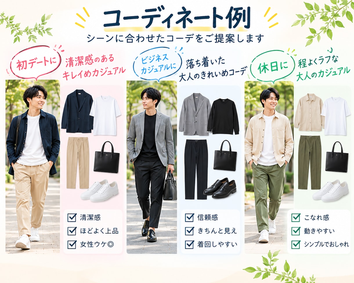 服選びが苦手な男性の全身コーデを選びます アパレル販売経験者が女性目線で似合う服をご提案 イメージ4