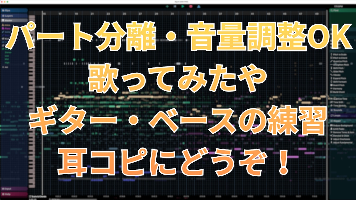 各楽器を分離して練習用音源を作ります ボーカルや楽器を個別に調整できる高精度ステム抽出！ イメージ2