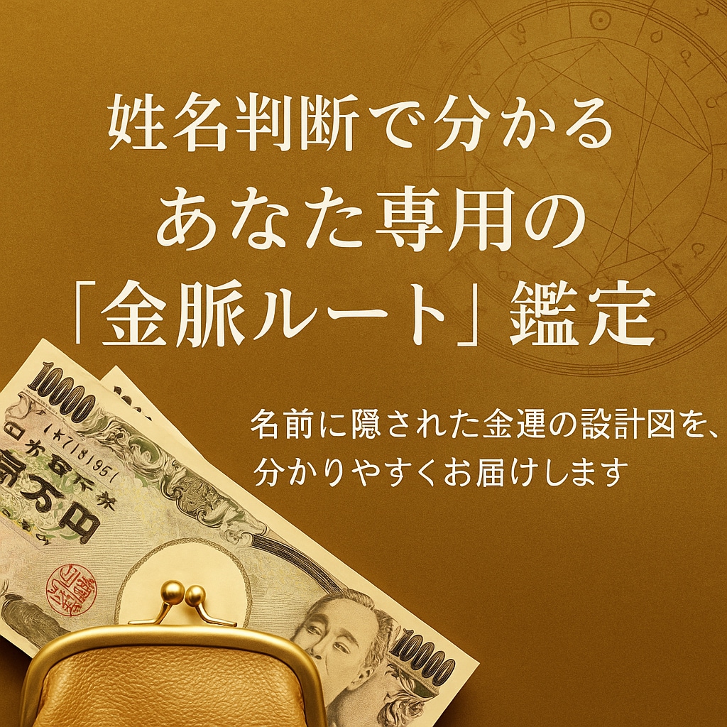 姓名判断で分かる“あなたの金脈”を鑑定します 来年こそ金運を上げたい方へ。名前から金脈を読み解きます イメージ1
