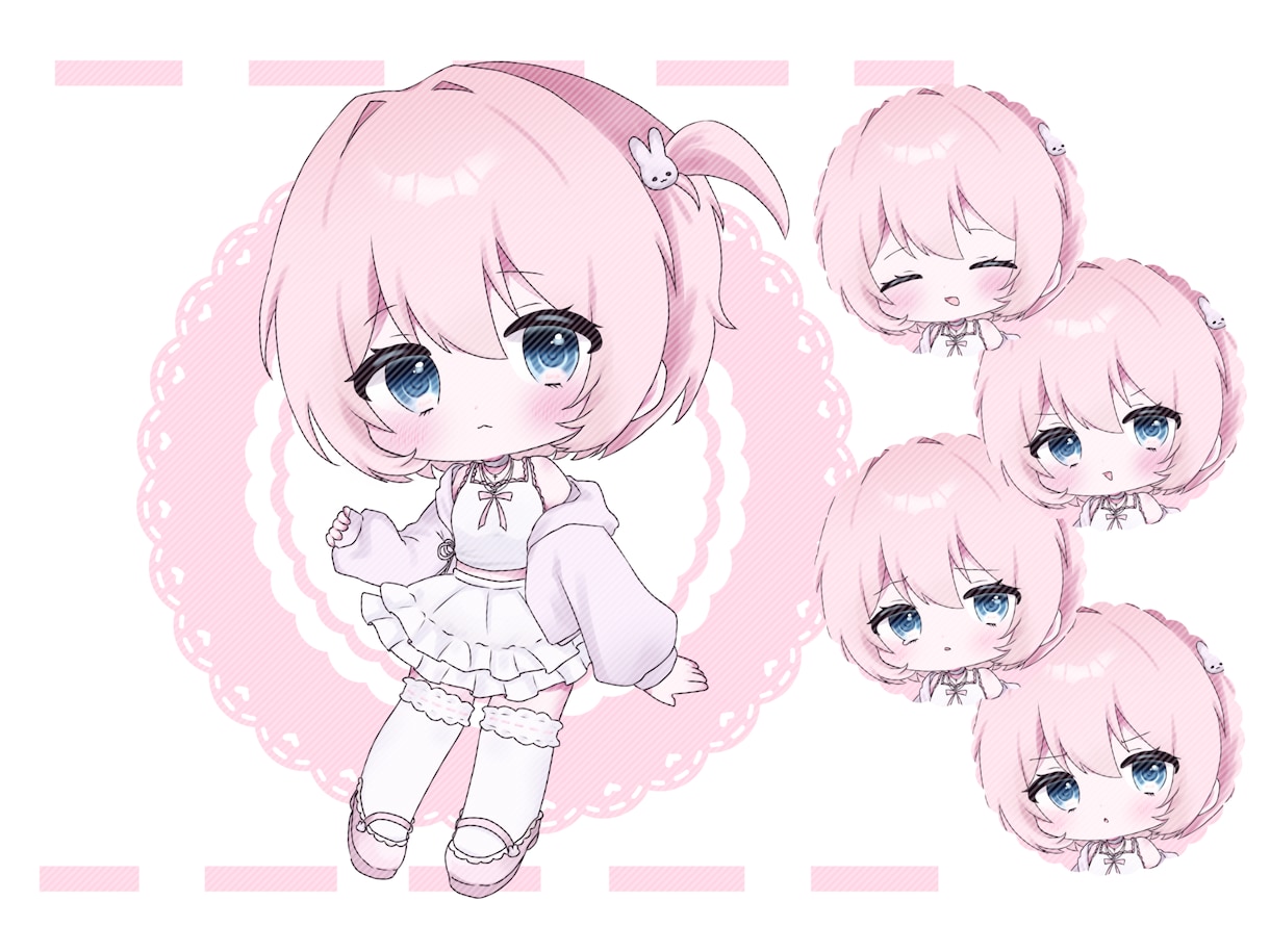 ちびキャラ・ミニキャラ・SDイラストを描きます ♡ 表情差分５パターンセットです︎ ♡ イメージ3