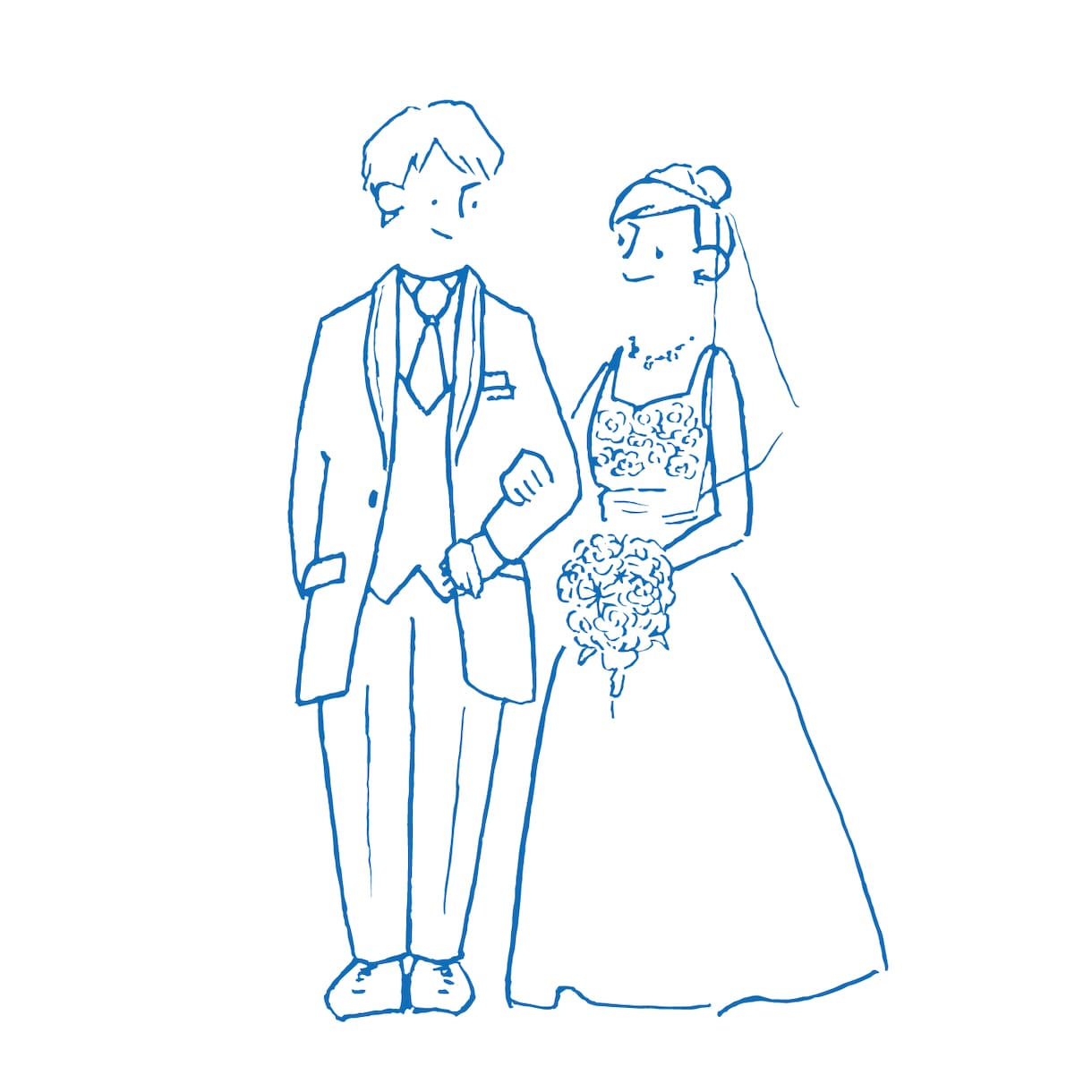 結婚式用のおふたりのイラストを描きます ドレスアップを想定したシンプルなイラストをご提供します イメージ3
