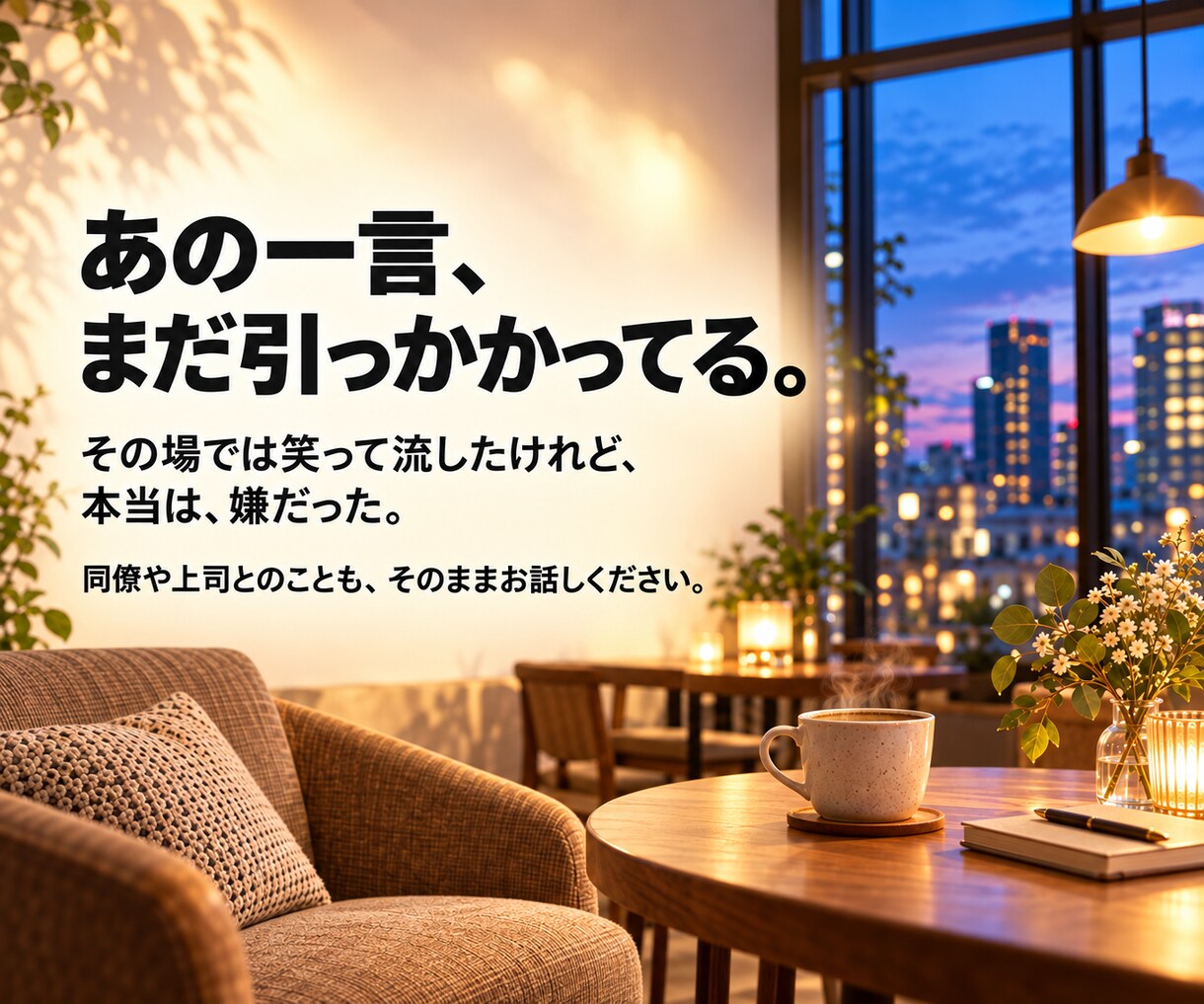 聞き役を頑張るあなたのお話をゆっくり伺います いつもは聞き役。今夜は、あなたが主役。 イメージ3