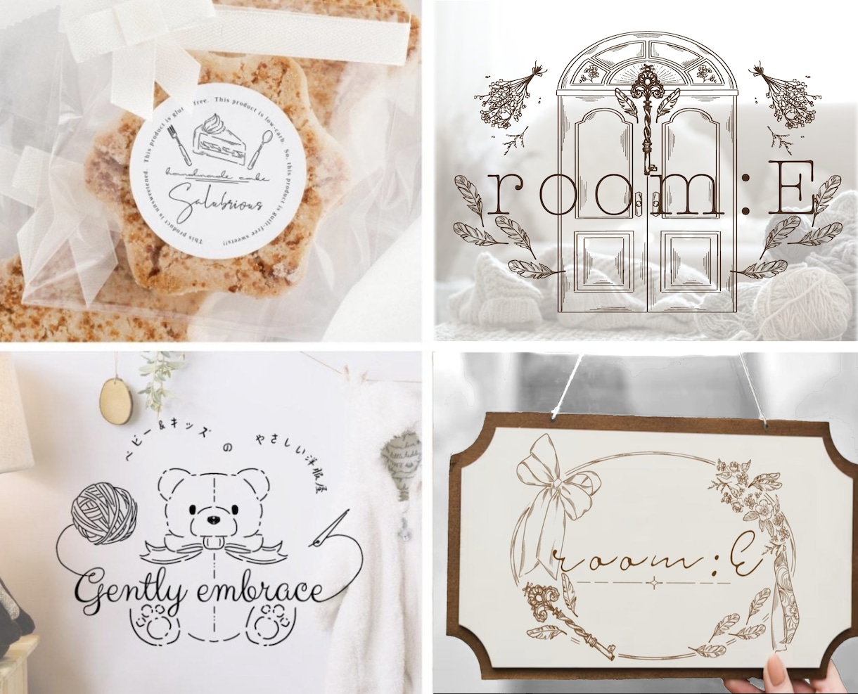 上品でオシャレな個性豊かなイラストロゴを作ります ハンドメイド作家、ライバー、カフェ、菓子屋さんなど幅広く活躍 イメージ1