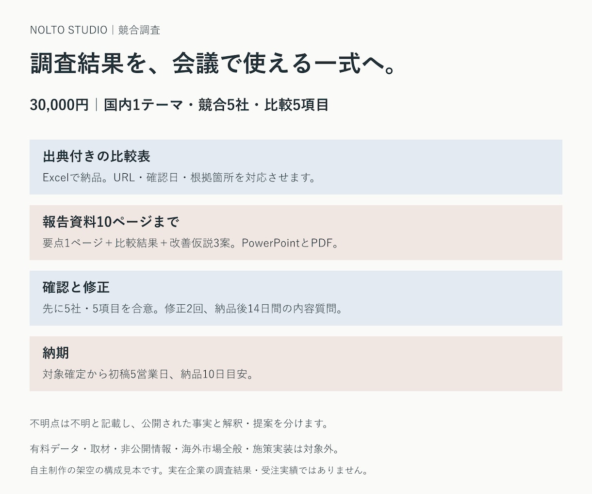 競合5社を根拠付き比較レポートにまとめます 出典付き5社比較と施策3案。Excel・PPTも納品 イメージ6