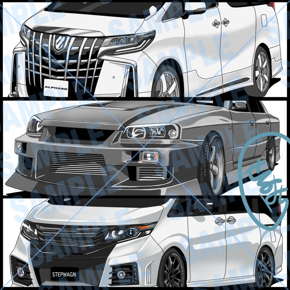 車のイラスト、アイコンイラストお描きします 車好きだからホイールエアロにも拘ったイラスト提供できます！ イメージ3