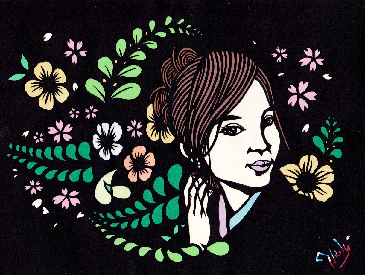 A4サイズ♪あなたの切り絵（フレーム入）つくります データ&原画～ご家族・結婚祝い・ペットの思い出に イメージ4