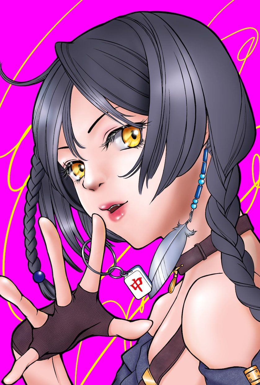 麻雀系Vtuber向け　サムネ用イラスト描きます 三元牌キーホルダーやアクセなど対応します！ イメージ1