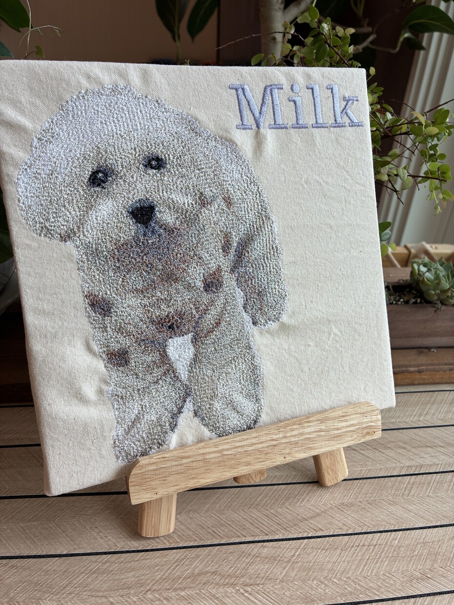 ペットの写真から刺繍ファブリックボードお作りします お写真から作るオーダーメイドうちの子刺繍ファブリックボード イメージ2