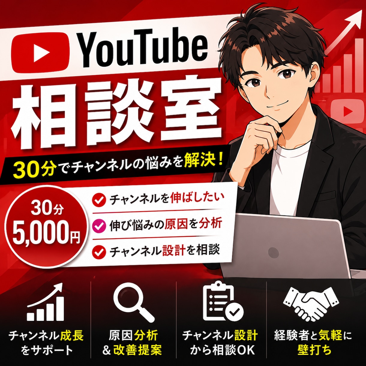YouTube5年、実績多数の私がコンサルします 累計再生数1億超え｜M&A経験多数｜月間利益100万超え イメージ1