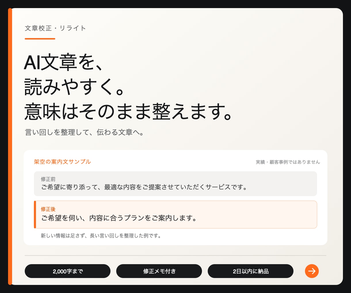 AI生成文章を読みやすく整えます 2,000字まで｜意味はそのまま、修正メモ付 イメージ2