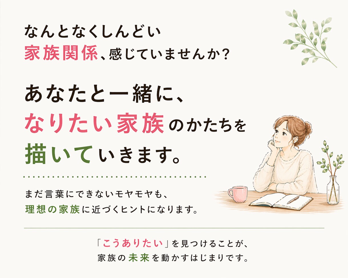 あなたと一緒に“なりたい家族像”を描きます モヤモヤから“家族の理想の形”を見つける電話セッション☘️ イメージ2