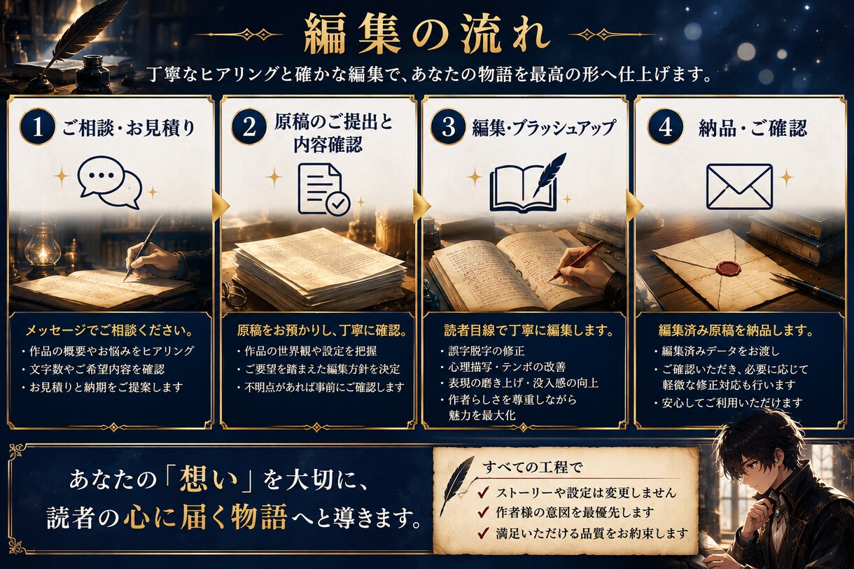 小説を商業品質へブラッシュアップします 作者らしさを残し、読者体験を最大化 イメージ5