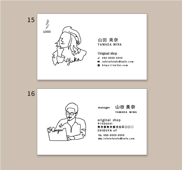 イラスト入り名刺作ります 両面デザイン(カラー込み)＋台紙代(100枚)送料込み イメージ9