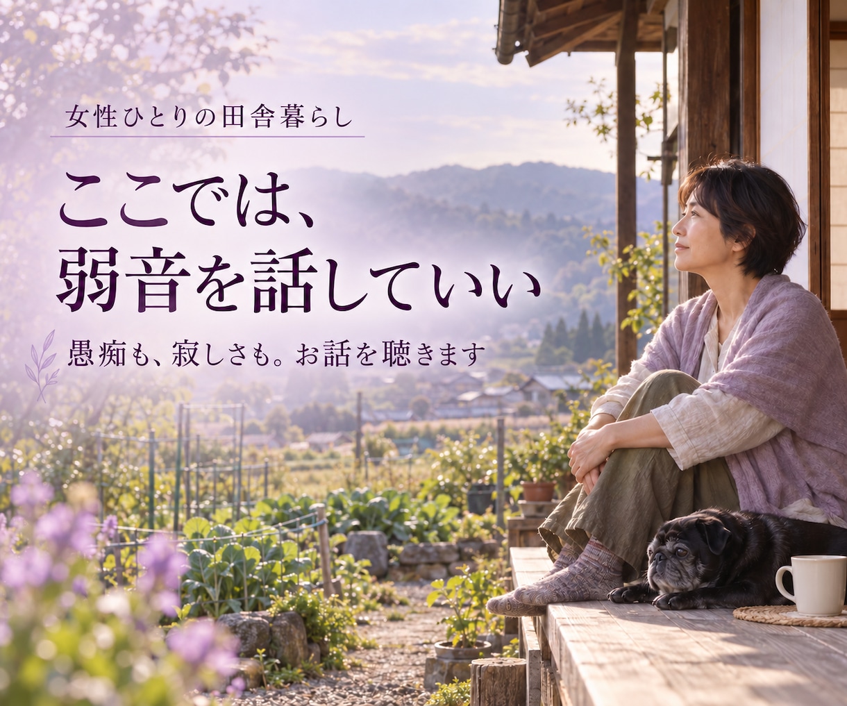 ひとりの田舎暮らし、誰にも言えない愚痴を聴きます 移住した女性へ｜「自分で選んだ暮らし」でも弱音を話して大丈夫 イメージ1