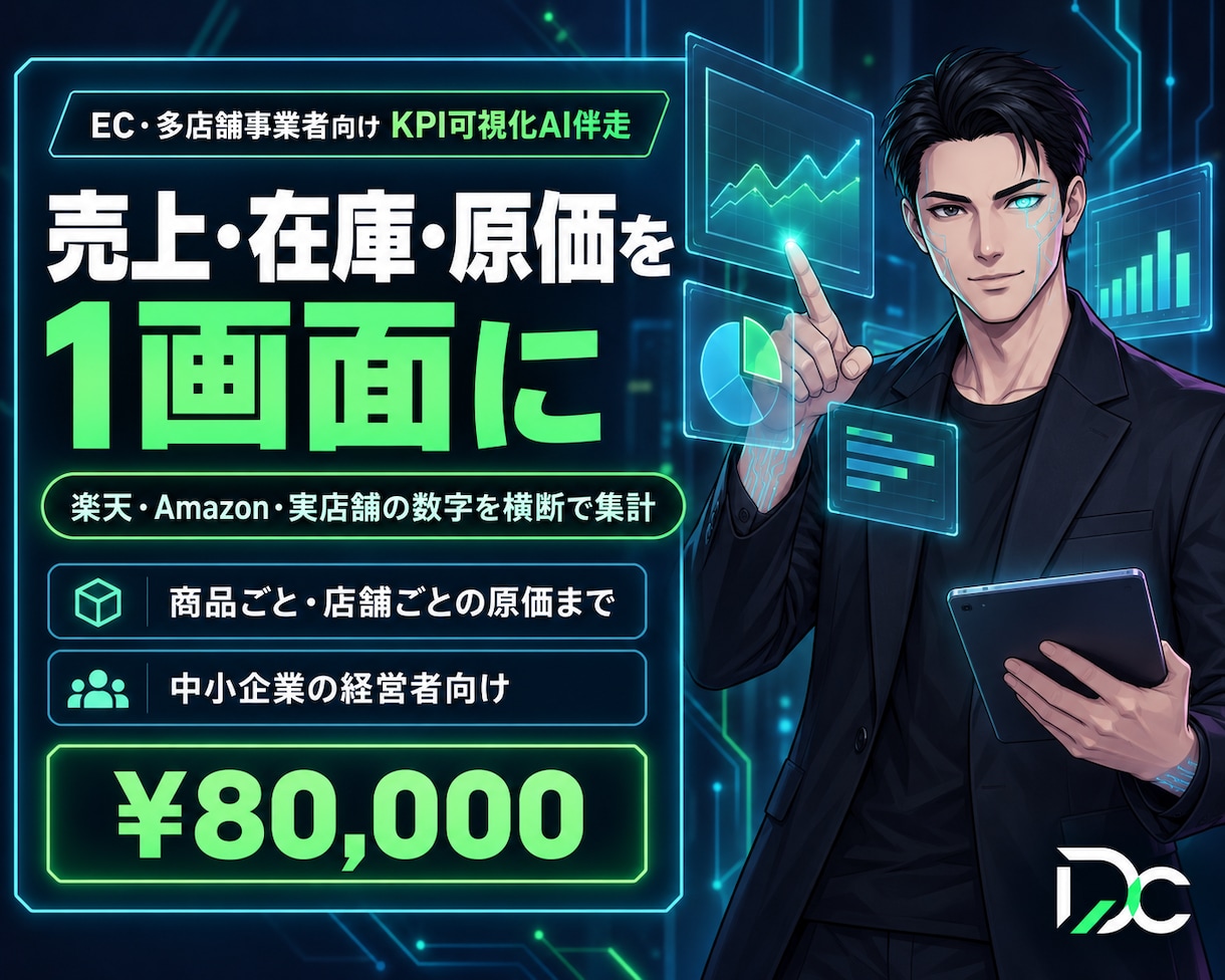 EC多店舗の売上と原価をまとめて可視化します 楽天Amazon横断の売上・在庫・原価の集計をAIに寄せます イメージ1