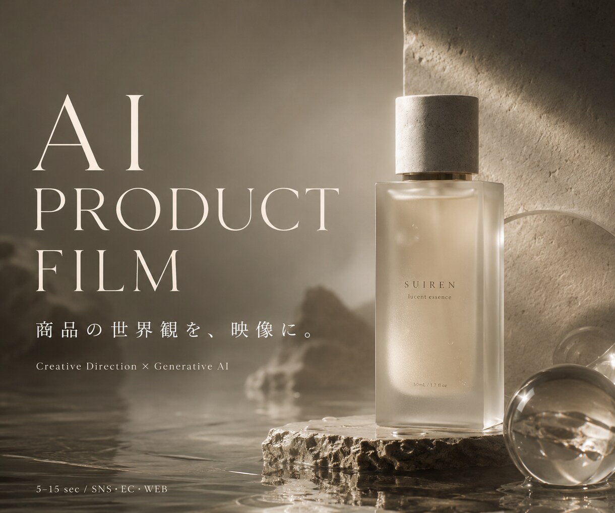 商品写真から、洗練されたAI広告動画を制作します 撮影不要｜商品の世界観を5〜15秒の印象的な映像にします イメージ2