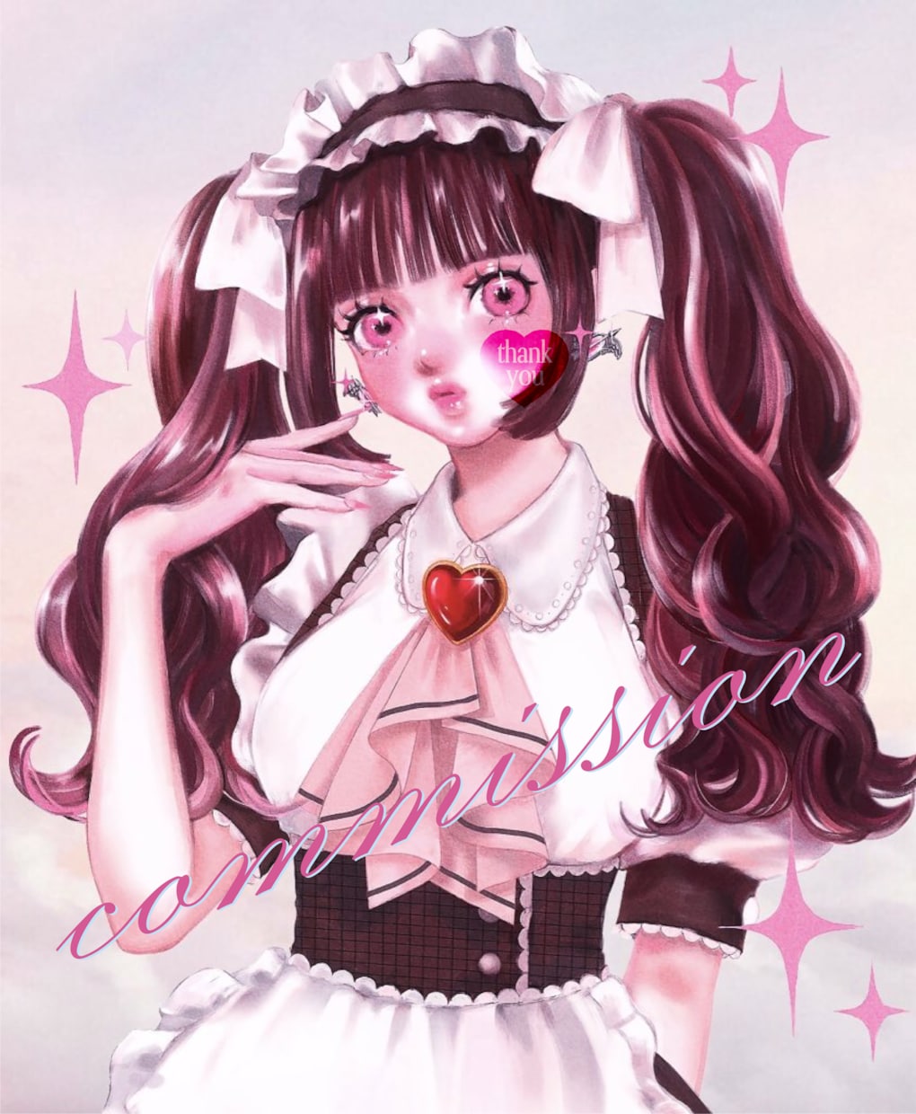 ガーリーでキュートなイラスト制作いたします アイコン/配信背景/一枚絵/グッズ用に イメージ4