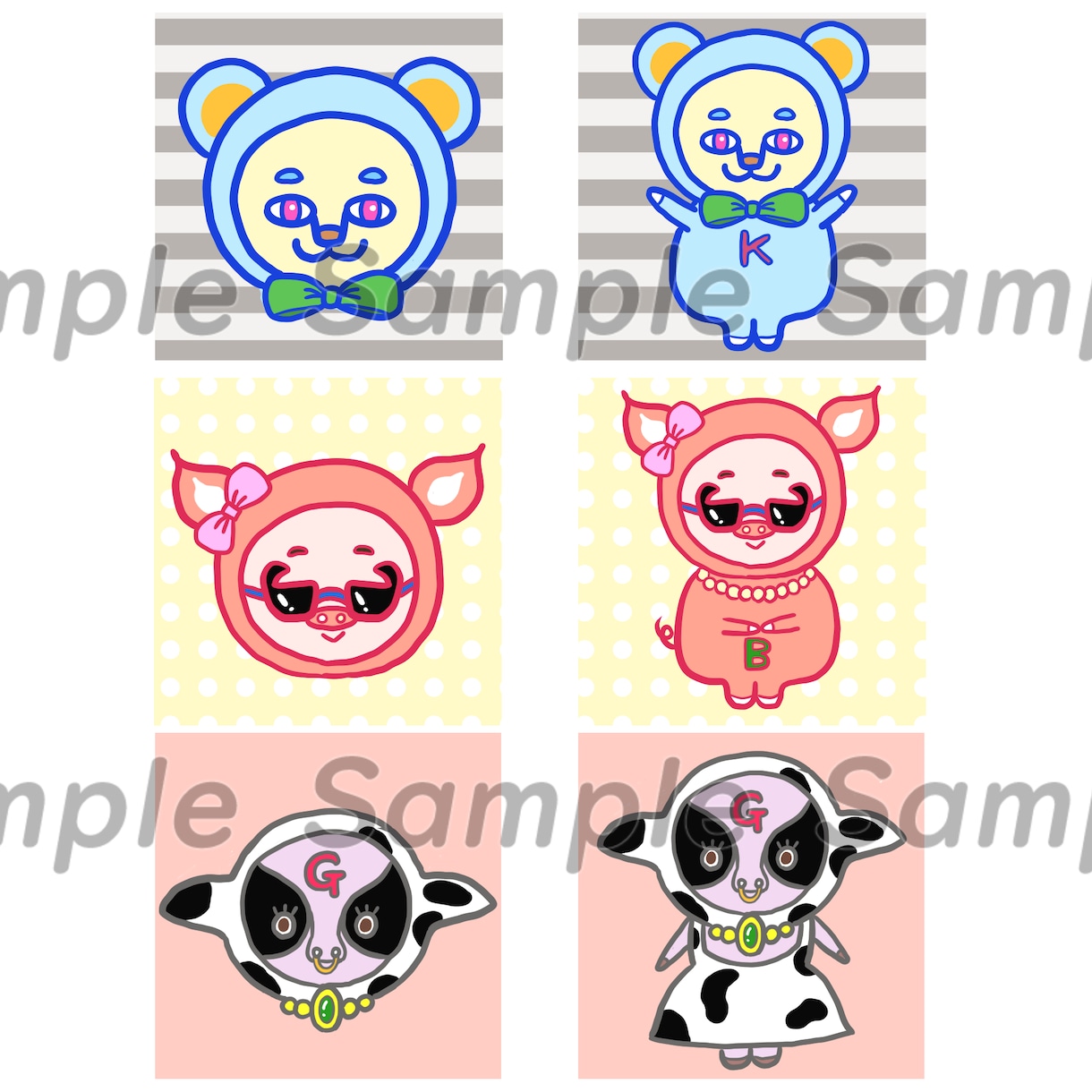 便利！顔+全身の2セット！動物イラストお描きます ★背景・小物1点無料★ SNS/ブログ/アイコン/挿絵 イメージ7