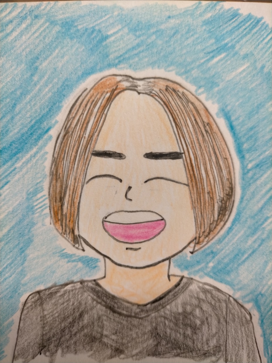 1/4色紙サイズ、低価格で似顔絵描きます 特徴を押さえつつ、素敵な笑顔に仕上げます。 イメージ2