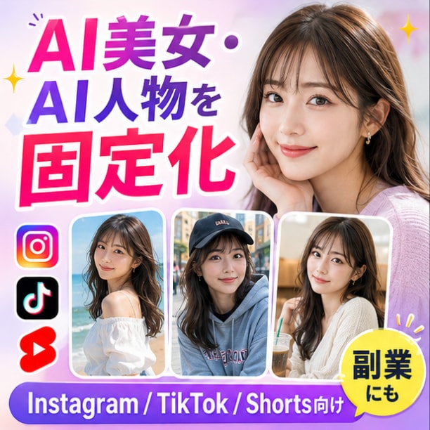 生成AIで人物の顔、場所・を統一する方法を教えます 同じキャラクターでSNSを運用できます イメージ1