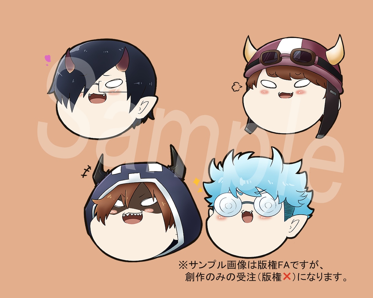 モチ可愛い顔アイコン描きます snsや動画に使えるあなたの創作キャラの顔アイコン描きます イメージ1