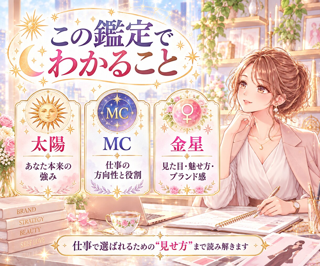仕事で輝く見た目と強みを星から鑑定します 太陽・MC・金星からあなたの魅せ方と仕事の強みを読み解く イメージ3
