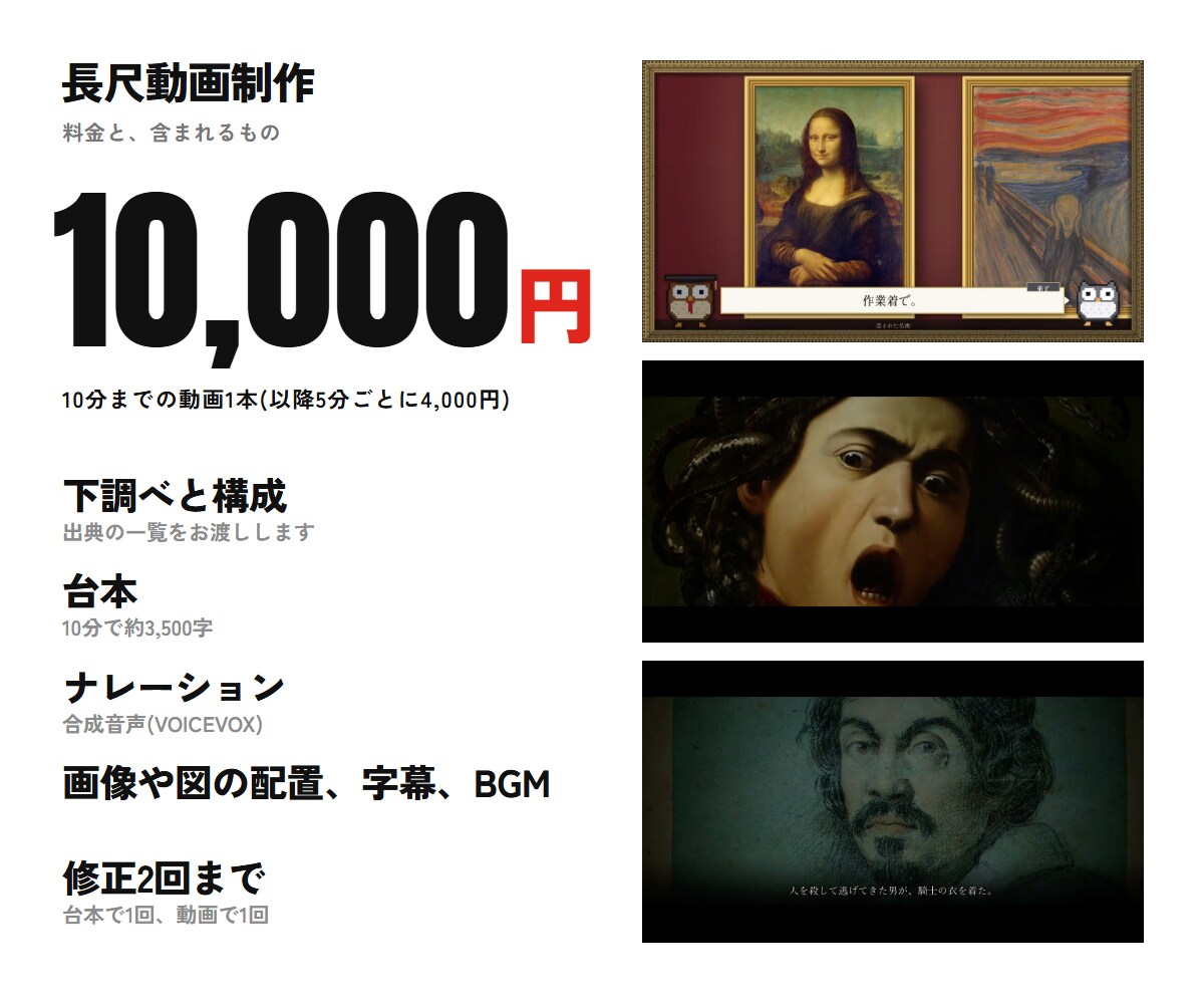 調べるところから編集まで、長尺の解説動画を作ります 下調べ・台本・声・字幕・BGMまで込み。10分1万円 イメージ2