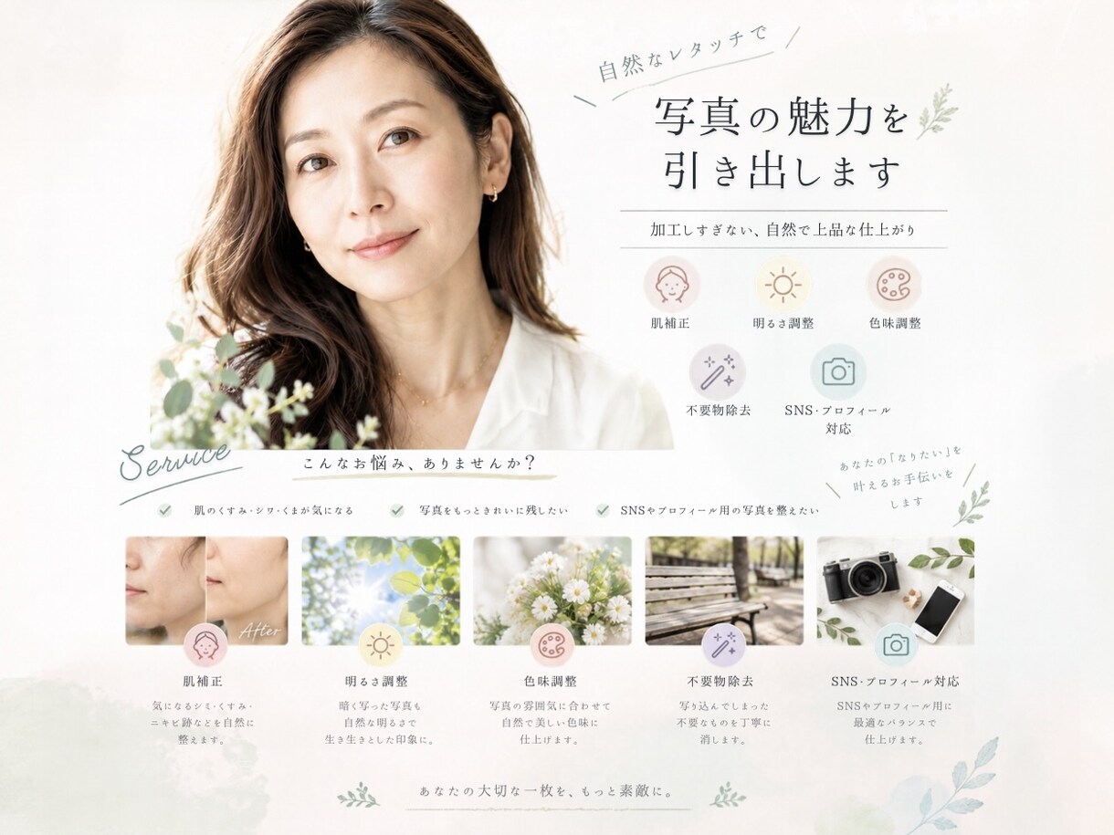 限定セール中！レタッチで写真の魅力を引き出します 大切な一枚を、もっと好きになる一枚へ。 イメージ1