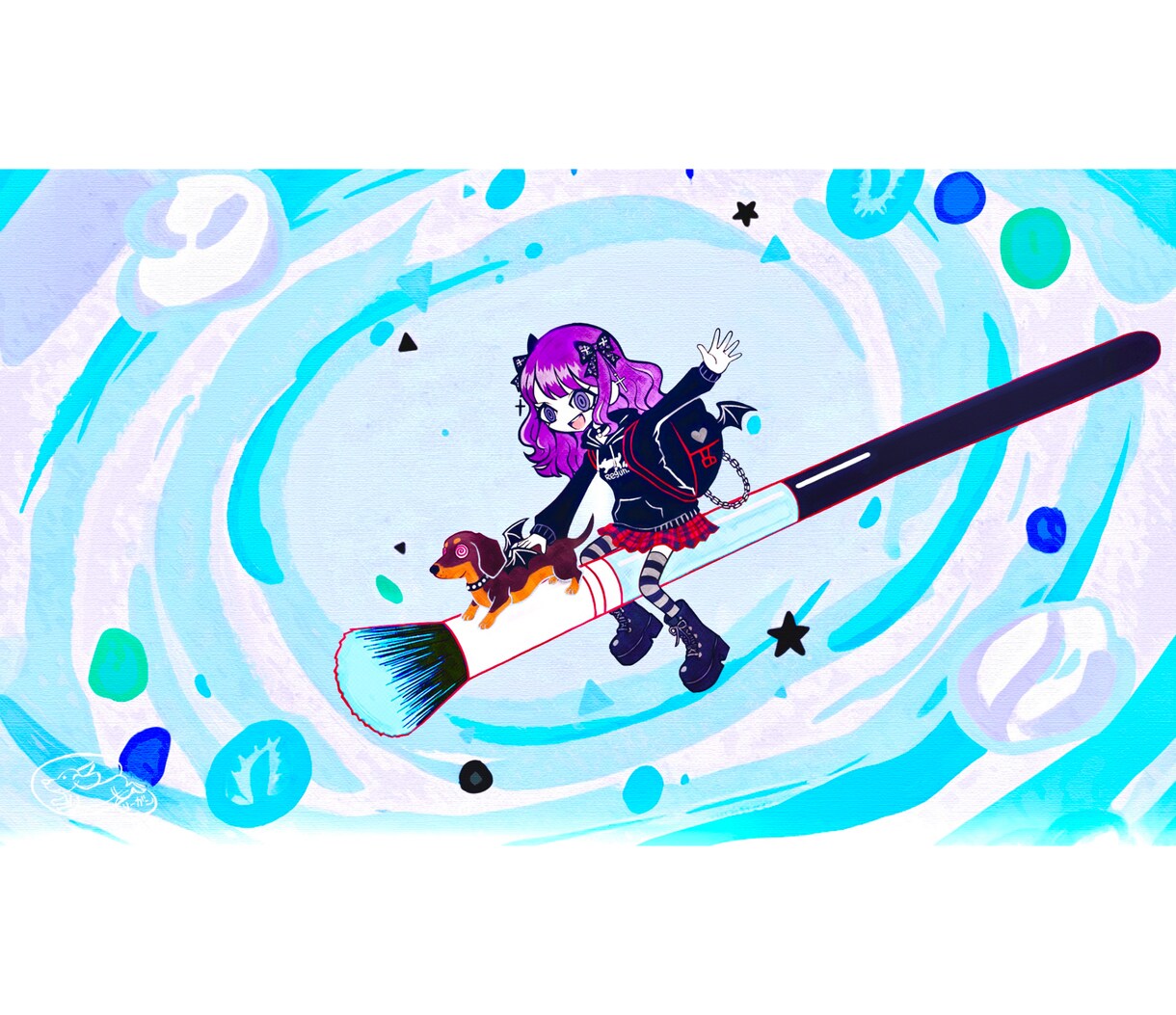 即納!POPな可愛い人×ペットのイラスト描きます 挿絵・動画・グッズなど派手かわ表現で周りと差をつけたい方へ イメージ4