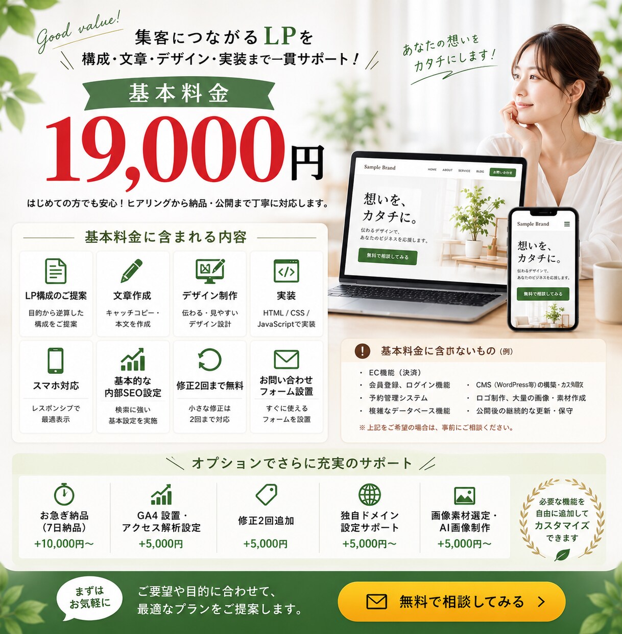 集客につながるLPをまるごと制作します 構成・文章・デザイン・実装までまとめてお任せ イメージ5
