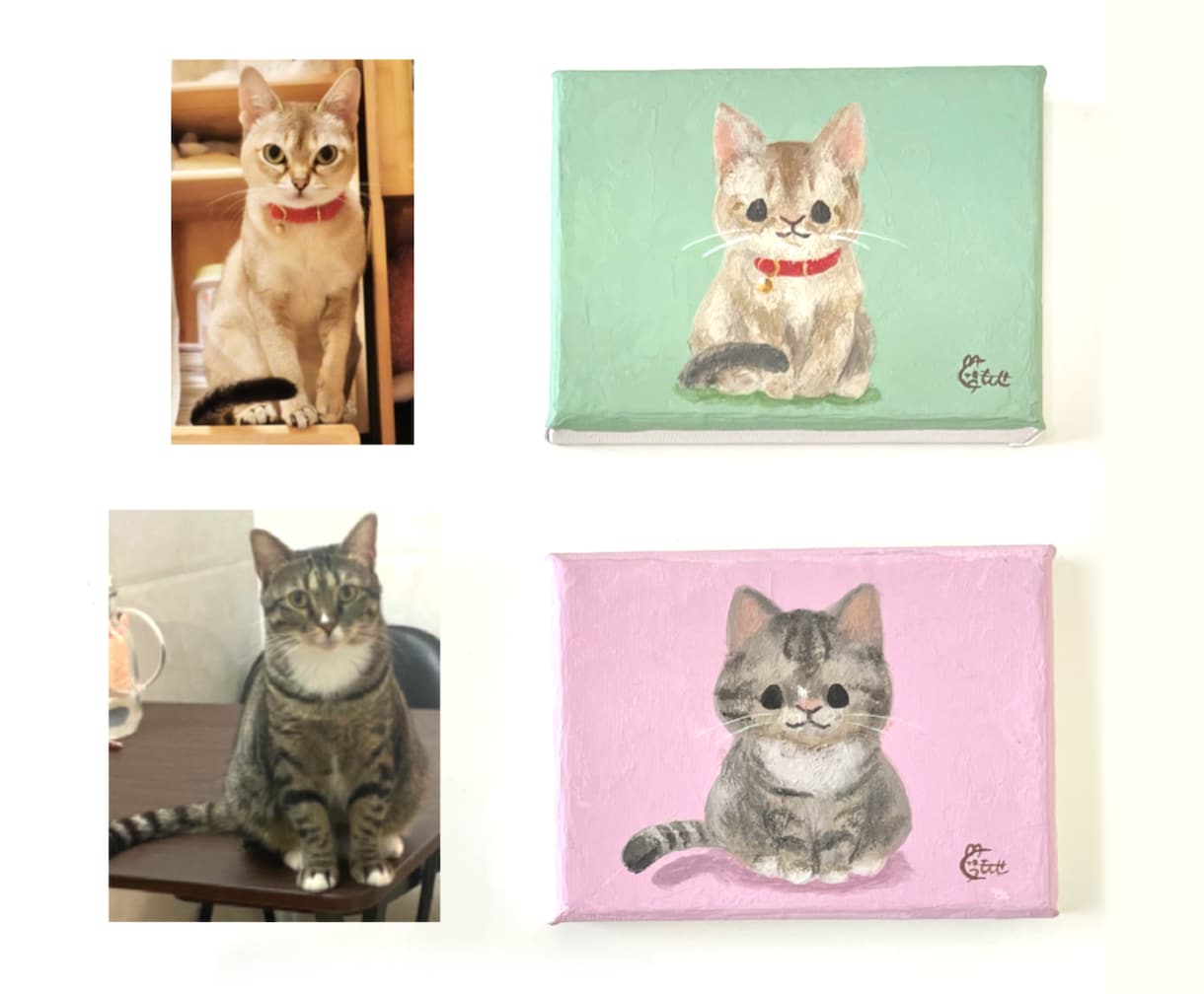 あなたのペットをゆるかわいいミニ原画にします うちの子がキャンバスの絵画に！イーゼル付きですぐに飾れます イメージ4