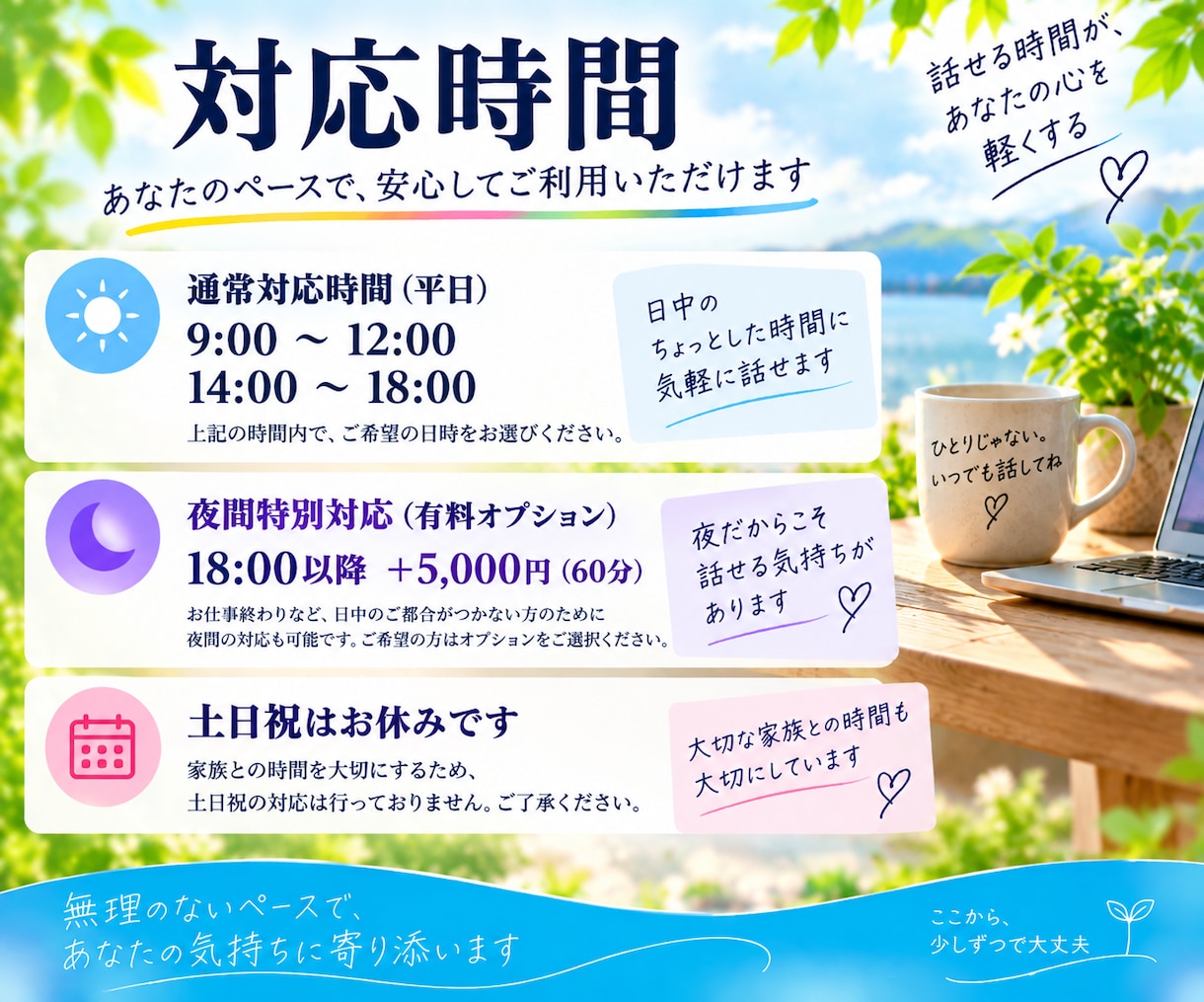 誰にも言えないあなたの気持ちをじっくり聞きます 悩み・愚痴の話し相手に。チャットで優しく寄り添います イメージ6